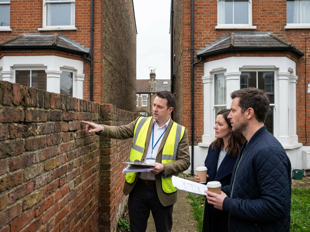 Party wall surveyor meeting with neighbours about a party wall agreement in Barking